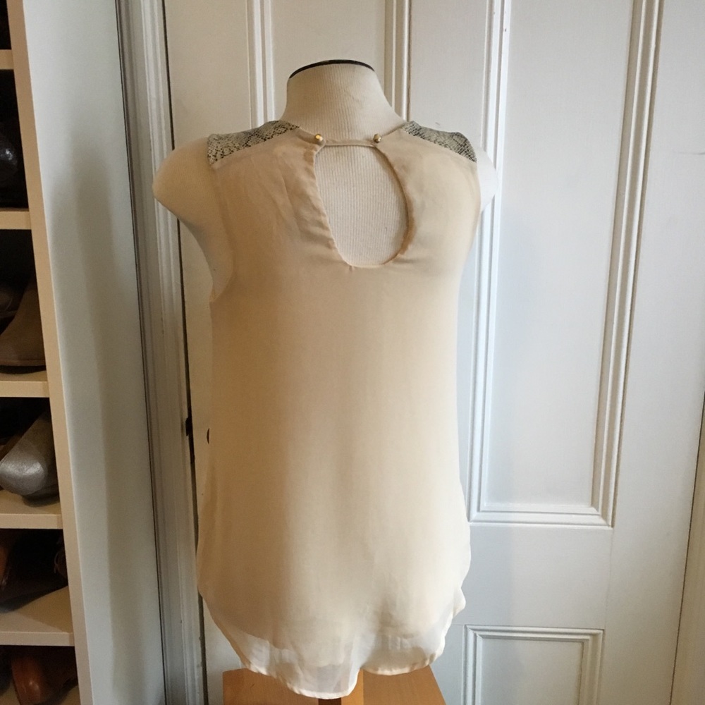 Nordstrom Monteau Sheer Tank with Snake Print Trim - Picture 2 of 8